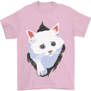 A Cat Rip Mens T-Shirt 100% Cotton Light Pink