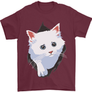 A Cat Rip Mens T-Shirt 100% Cotton Maroon
