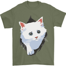 A Cat Rip Mens T-Shirt 100% Cotton Military Green