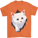 A Cat Rip Mens T-Shirt 100% Cotton Orange