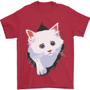 A Cat Rip Mens T-Shirt 100% Cotton Red