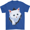 A Cat Rip Mens T-Shirt 100% Cotton Royal Blue