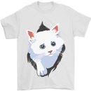 A Cat Rip Mens T-Shirt 100% Cotton White