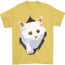 A Cat Rip Mens T-Shirt 100% Cotton Yellow