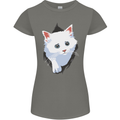 A Cat Rip Womens Petite Cut T-Shirt Charcoal
