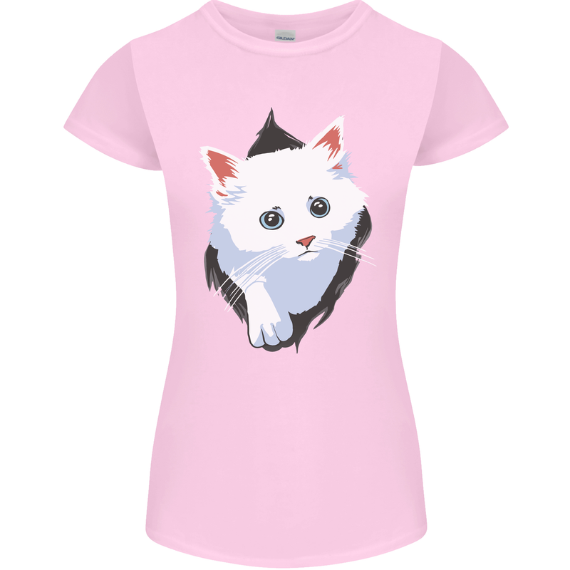 A Cat Rip Womens Petite Cut T-Shirt Light Pink
