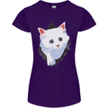 A Cat Rip Womens Petite Cut T-Shirt Purple