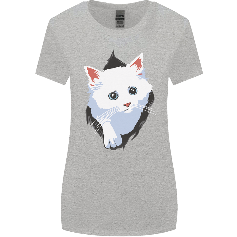 A Cat Rip Womens Wider Cut T-Shirt Sports Grey