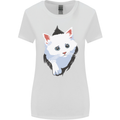 A Cat Rip Womens Wider Cut T-Shirt White