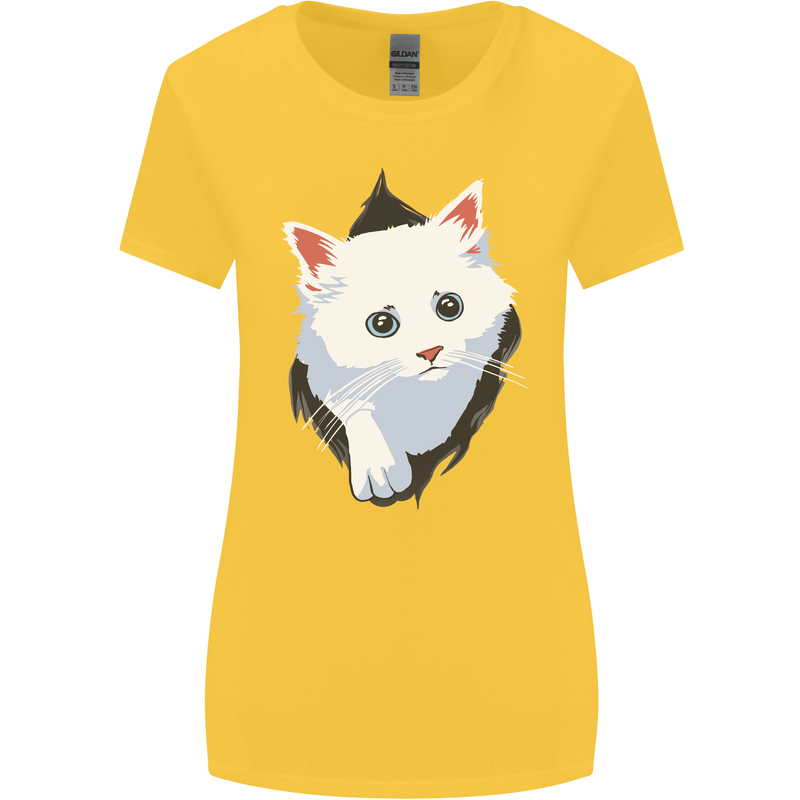 A Cat Rip Womens Wider Cut T-Shirt Yellow