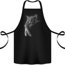 A Cat Sleeping on the Moon Cotton Apron 100% Organic Black