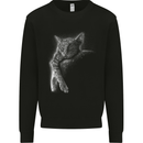 A Cat Sleeping on the Moon Kids Sweatshirt Jumper Black