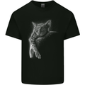 A Cat Sleeping on the Moon Kids T-Shirt Childrens Black