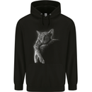 A Cat Sleeping on the Moon Mens 80% Cotton Hoodie Black