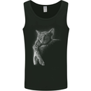 A Cat Sleeping on the Moon Mens Vest Tank Top Black