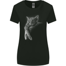 A Cat Sleeping on the Moon Womens Wider Cut T-Shirt Black