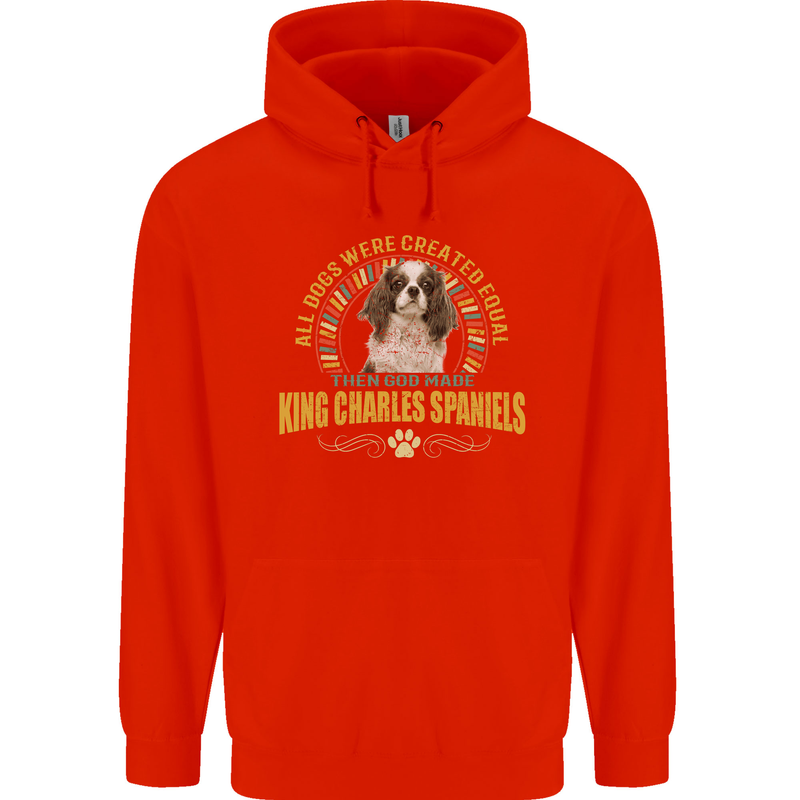 A Cavalier King Charles Spaniel Dog Childrens Kids Hoodie Bright Red