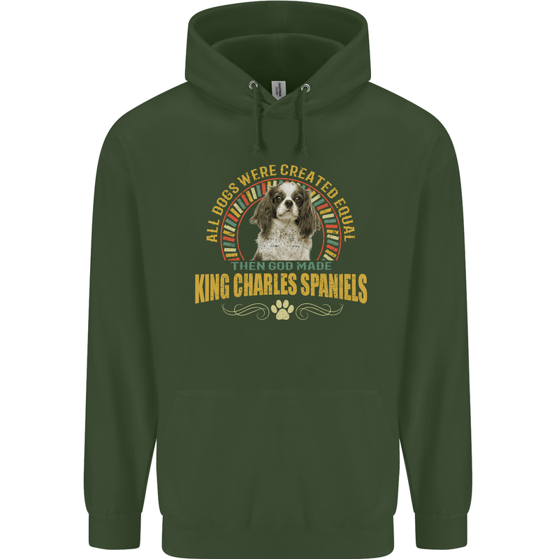 A Cavalier King Charles Spaniel Dog Childrens Kids Hoodie Forest Green