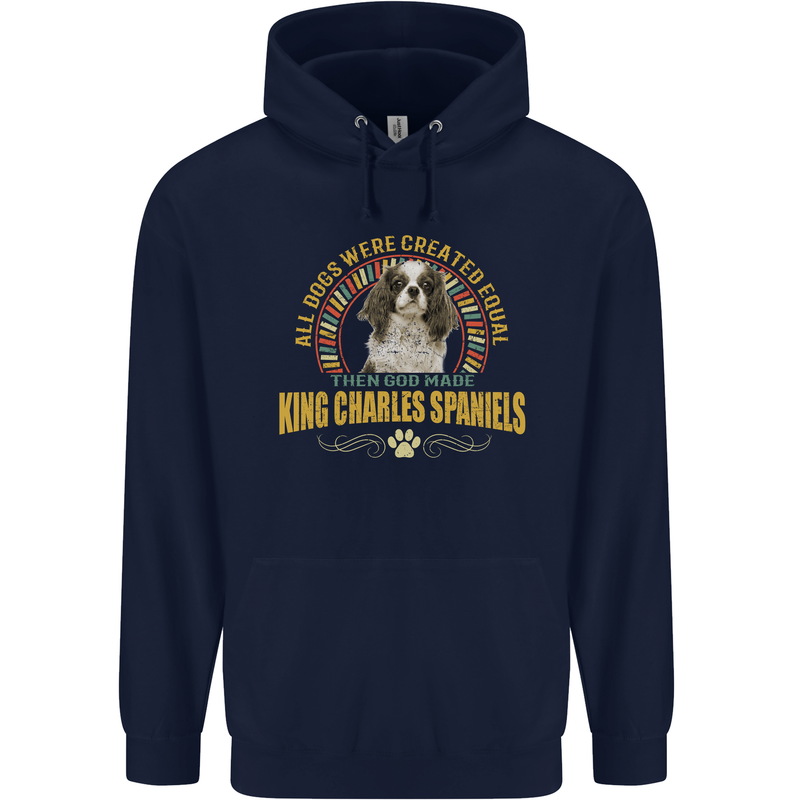 A Cavalier King Charles Spaniel Dog Childrens Kids Hoodie Navy Blue