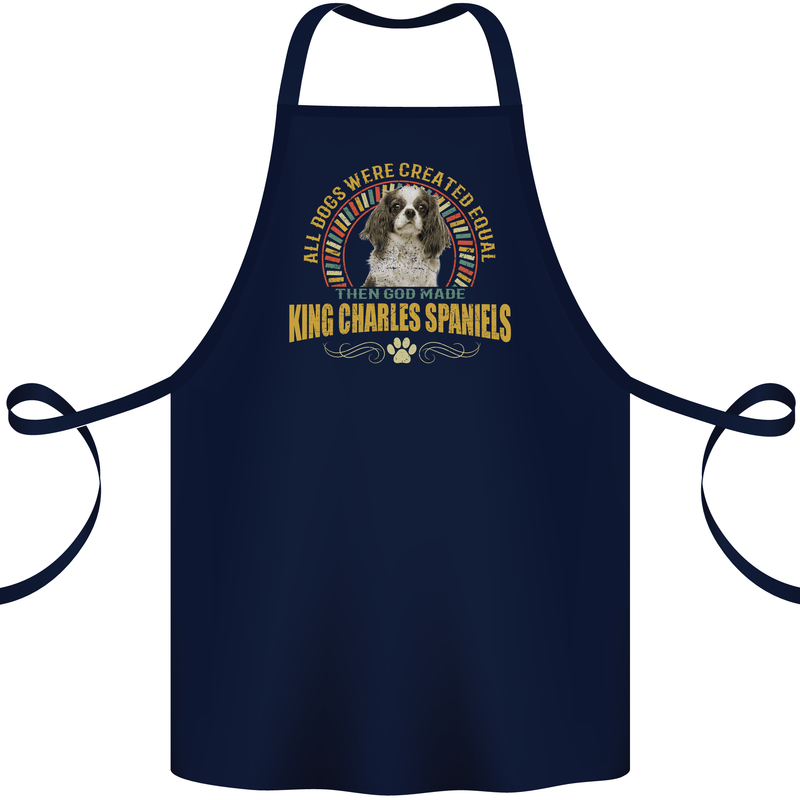 A Cavalier King Charles Spaniel Dog Cotton Apron 100% Organic Navy Blue