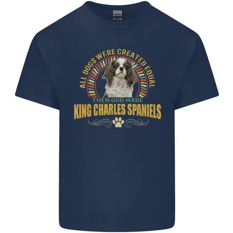 A Cavalier King Charles Spaniel Dog Kids T-Shirt Childrens Navy Blue