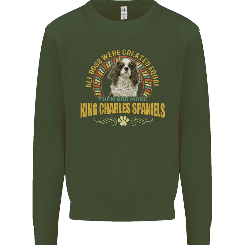 A Cavalier King Charles Spaniel Dog Mens Sweatshirt Jumper Forest Green