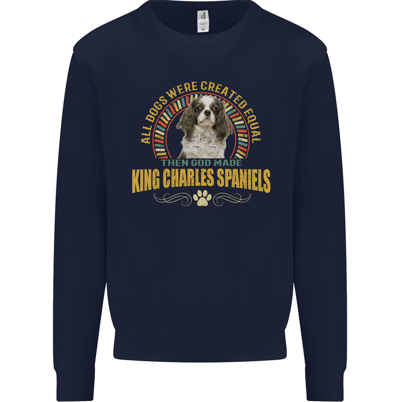 A Cavalier King Charles Spaniel Dog Mens Sweatshirt Jumper Navy Blue