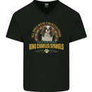 A Cavalier King Charles Spaniel Dog Mens V-Neck Cotton T-Shirt Black