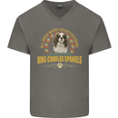 A Cavalier King Charles Spaniel Dog Mens V-Neck Cotton T-Shirt Charcoal