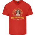 A Cavalier King Charles Spaniel Dog Mens V-Neck Cotton T-Shirt Red