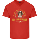 A Cavalier King Charles Spaniel Dog Mens V-Neck Cotton T-Shirt Red