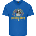 A Cavalier King Charles Spaniel Dog Mens V-Neck Cotton T-Shirt Royal Blue