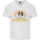 A Cavalier King Charles Spaniel Dog Mens V-Neck Cotton T-Shirt White