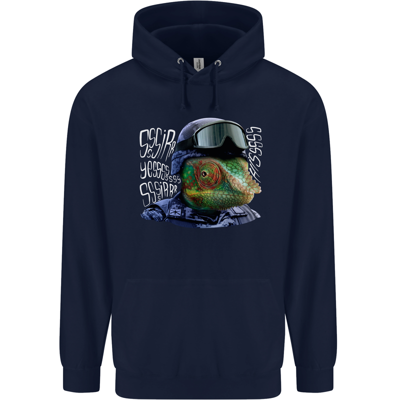 A Chameleon Soldier Mens 80% Cotton Hoodie Navy Blue