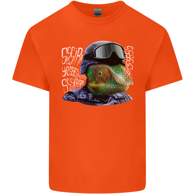 A Chameleon Soldier Mens Cotton T-Shirt Tee Top Orange