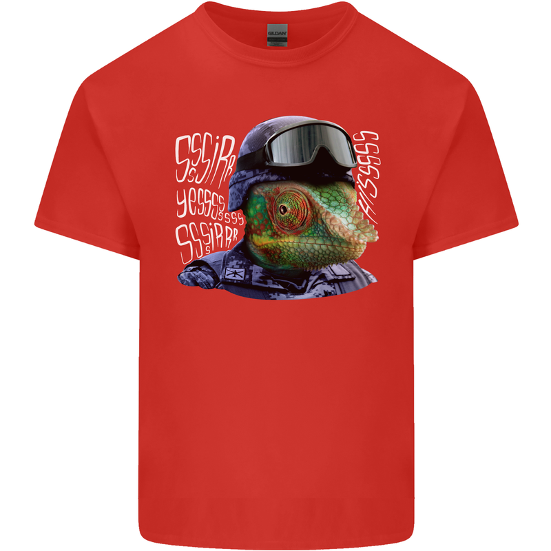 A Chameleon Soldier Mens Cotton T-Shirt Tee Top Red