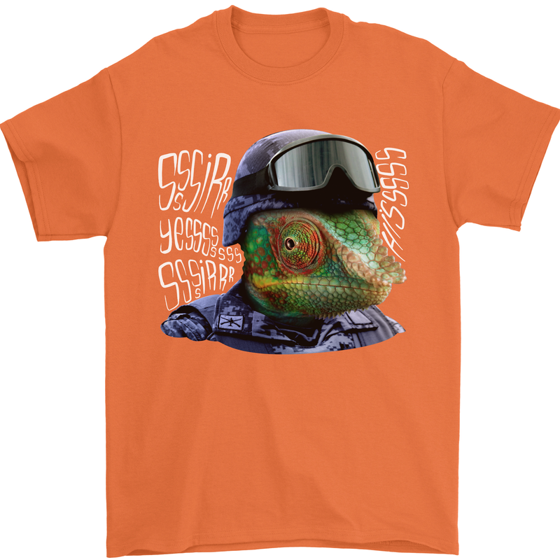 A Chameleon Soldier Mens T-Shirt 100% Cotton Orange
