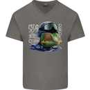 A Chameleon Soldier Mens V-Neck Cotton T-Shirt Charcoal