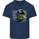 A Chameleon Soldier Mens V-Neck Cotton T-Shirt Navy Blue