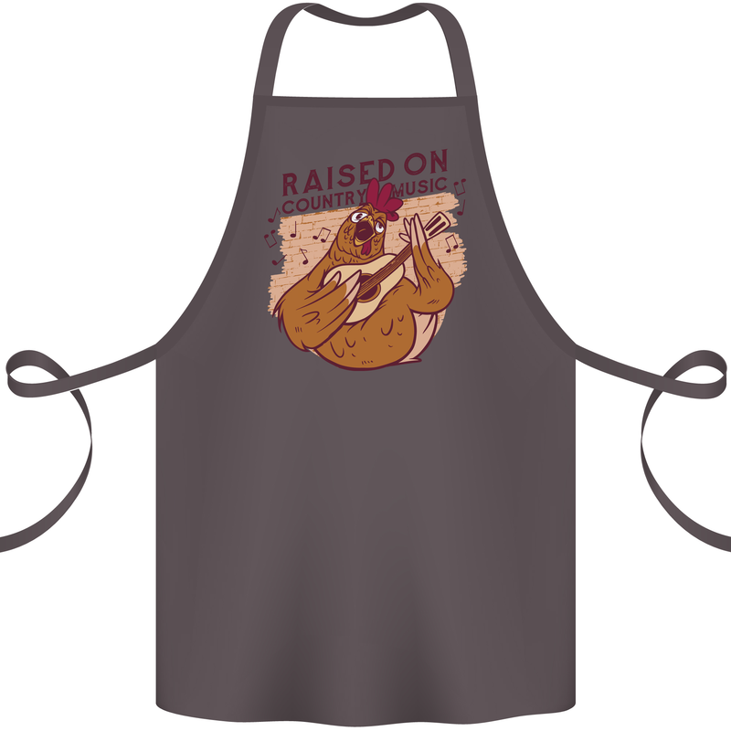 A Chicken Raised on Country Music Cotton Apron 100% Organic Dark Grey
