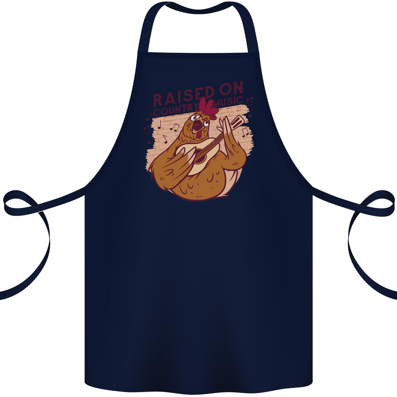 A Chicken Raised on Country Music Cotton Apron 100% Organic Navy Blue