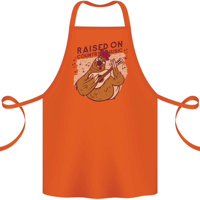 A Chicken Raised on Country Music Cotton Apron 100% Organic Orange
