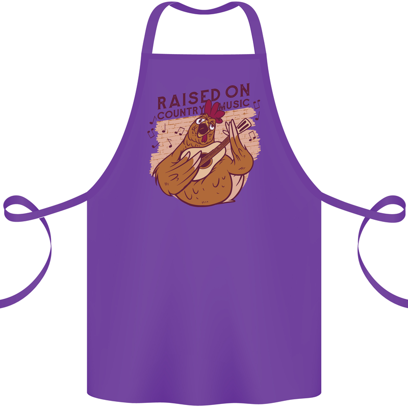 A Chicken Raised on Country Music Cotton Apron 100% Organic Purple