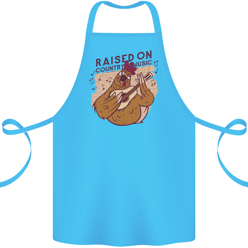A Chicken Raised on Country Music Cotton Apron 100% Organic Turquoise