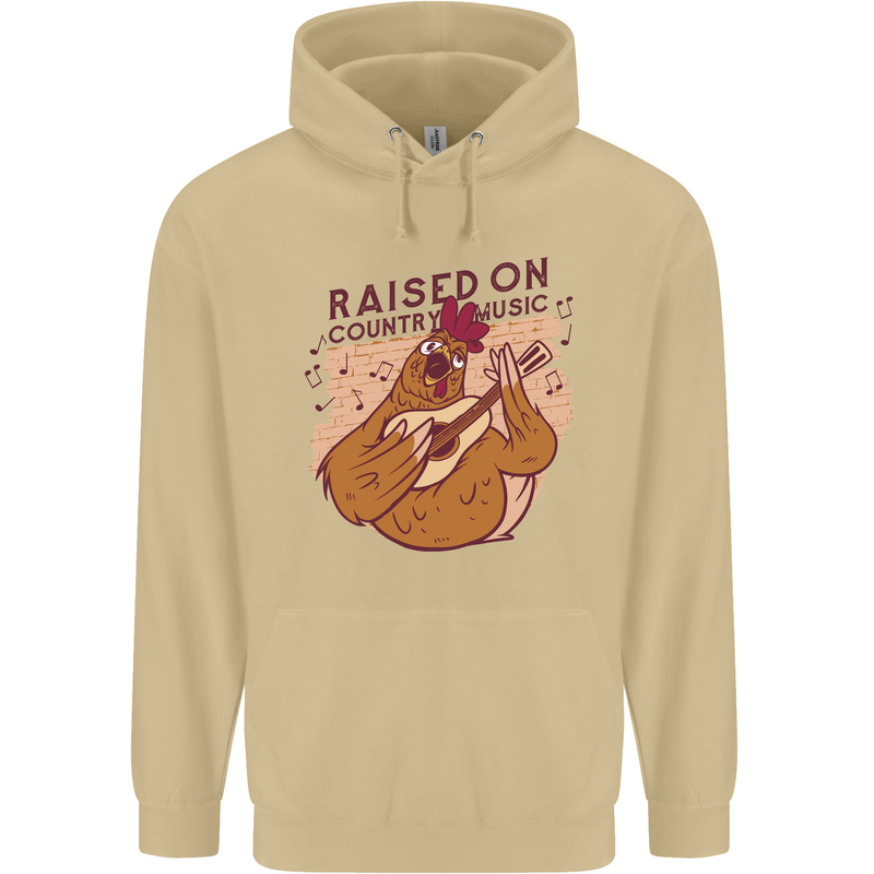 A Chicken Raised on Country Music Mens 80% Cotton Hoodie Sand