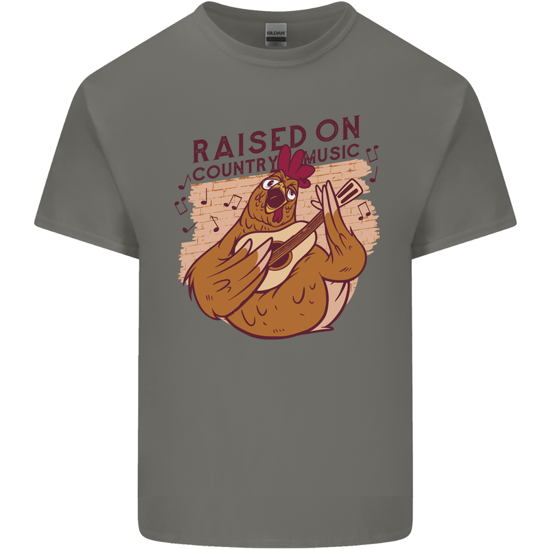 A Chicken Raised on Country Music Mens Cotton T-Shirt Tee Top Charcoal