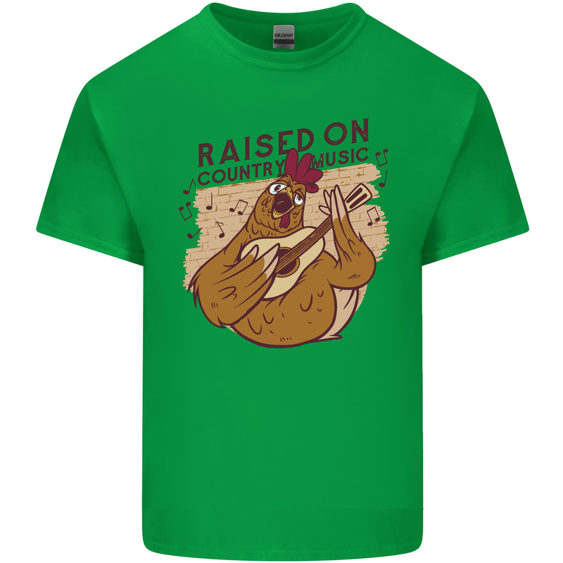 A Chicken Raised on Country Music Mens Cotton T-Shirt Tee Top Irish Green