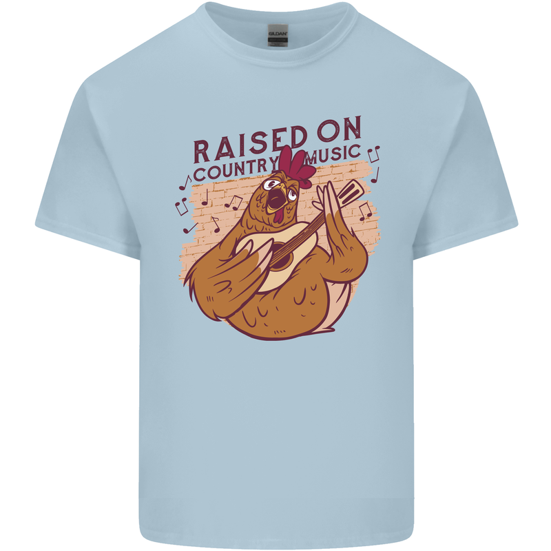 A Chicken Raised on Country Music Mens Cotton T-Shirt Tee Top Light Blue