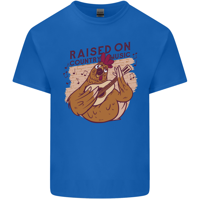 A Chicken Raised on Country Music Mens Cotton T-Shirt Tee Top Royal Blue