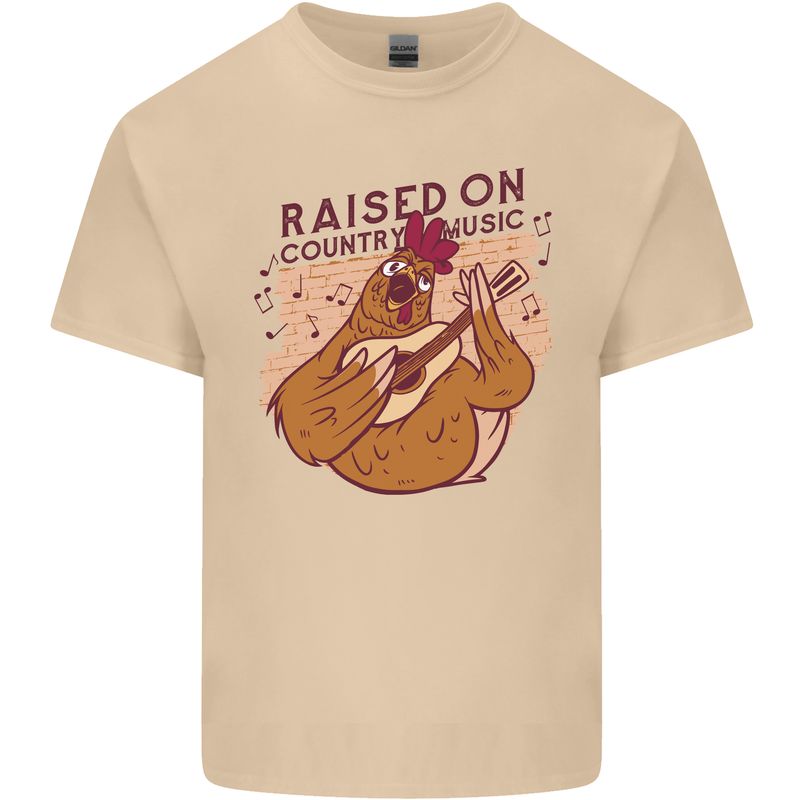 A Chicken Raised on Country Music Mens Cotton T-Shirt Tee Top Sand